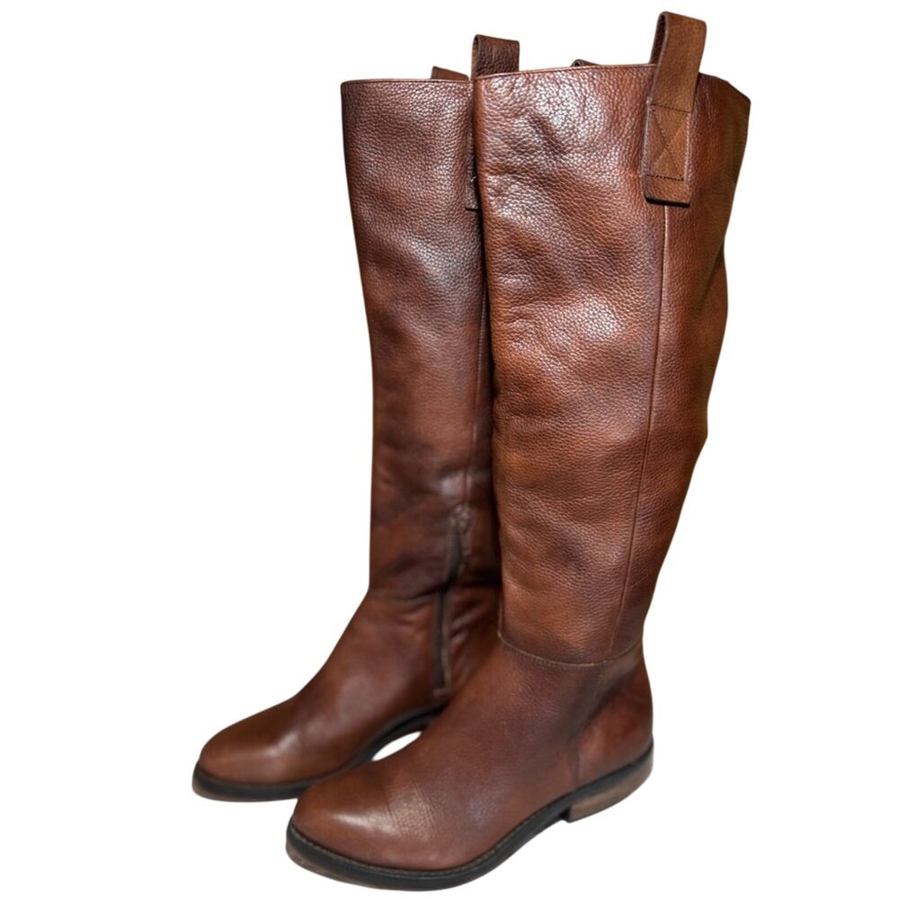 Arturo Chiang Tall Brown Leather Riding Boots 5.5 M